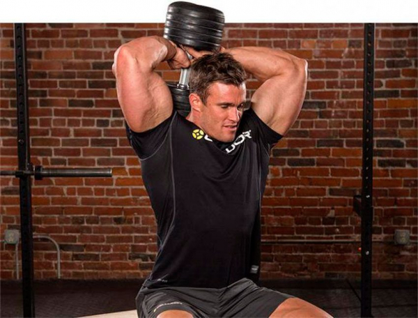 Французский жим с гантелей стоя или сидя